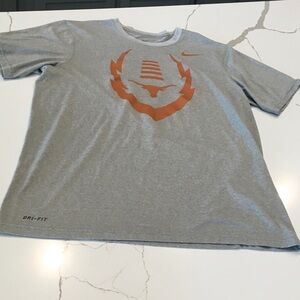 Nike Men's Gray Orange Dri-FIT Tee Texas Longhorns Football College Shirt Medium